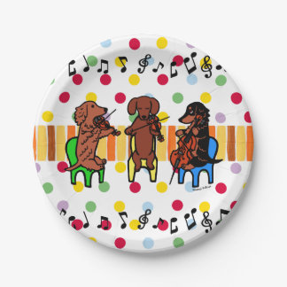 Dackel-Schnur-Trio-Musiker-Party-Teller Pappteller
