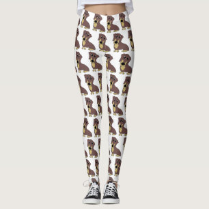 Dackel Schokolade und tan Cartoon Leggings
