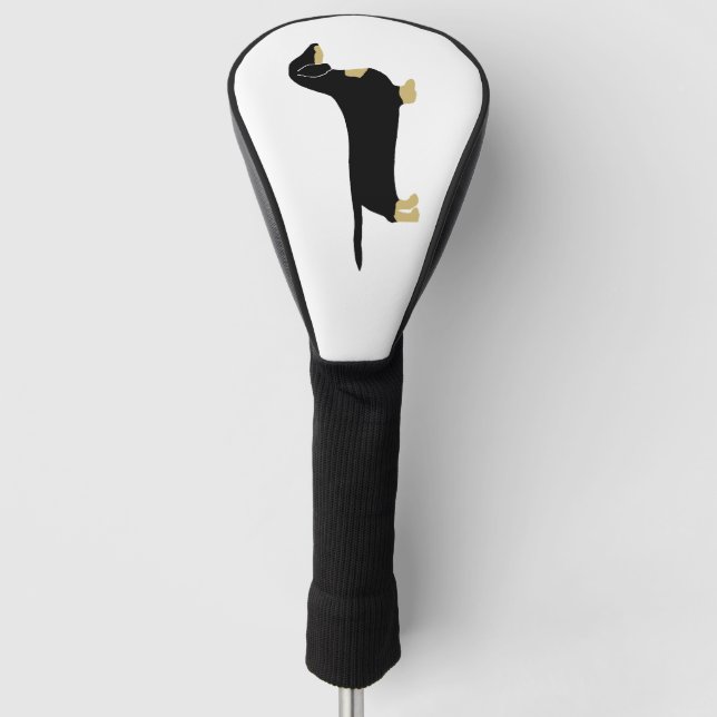 Dackel Schwarz-Weiß-Silhouette Golf Headcover (Vorderseite)