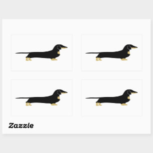 Dackel Schwarz-Weiß-Silhouette Rechteckiger Aufkleber