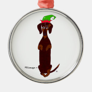 Dackel-Sidney-Weihnachtsverzierung Silbernes Ornament