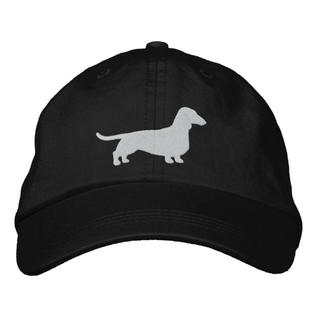 Dackel Silhouette Dackel Hund Katze Niedlich Bestickte Baseballkappe (Vorderseite)