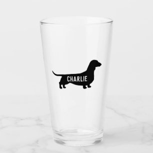 Dackel-Silhouette-Dackel-Hund personalisiert Glas