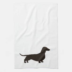 Dackel-Silhouette-Dackel-HundeDackel-Dachshund Geschirrtuch