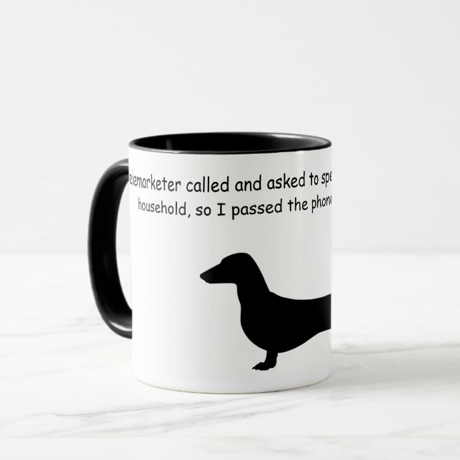 Dackel Silhouette Funny Coffee Tasse (Vorderseite Links)