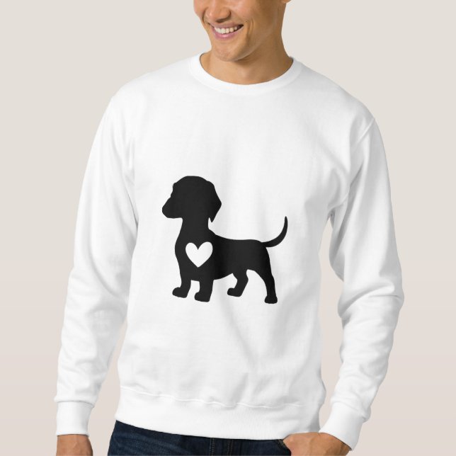 Dackel Silhouette mit Herz Sweatshirt (Vorderseite)