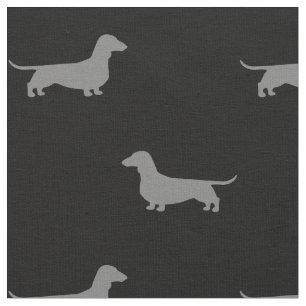Dackel-Silhouette-Muster grau und schwarz Stoff