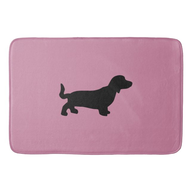 Dackel-Silhouette-Rosa-Bad-Matte Badematte (Vorderseite)