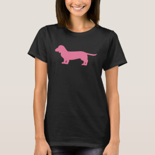 Dackel Silhouette rosa T-Shirt