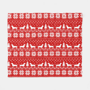 Dackel-Silhouette-Weihnachtsmuster Fleecedecke