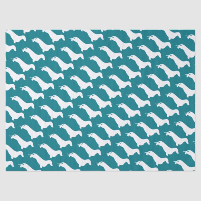 Dackel Silhouette weiß + Ihre Ideen Seidenpapier (Vorderseite)