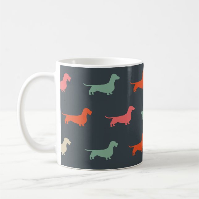 Dackel Silhouetten Dackel Hund Lover Kaffeetasse (Links)