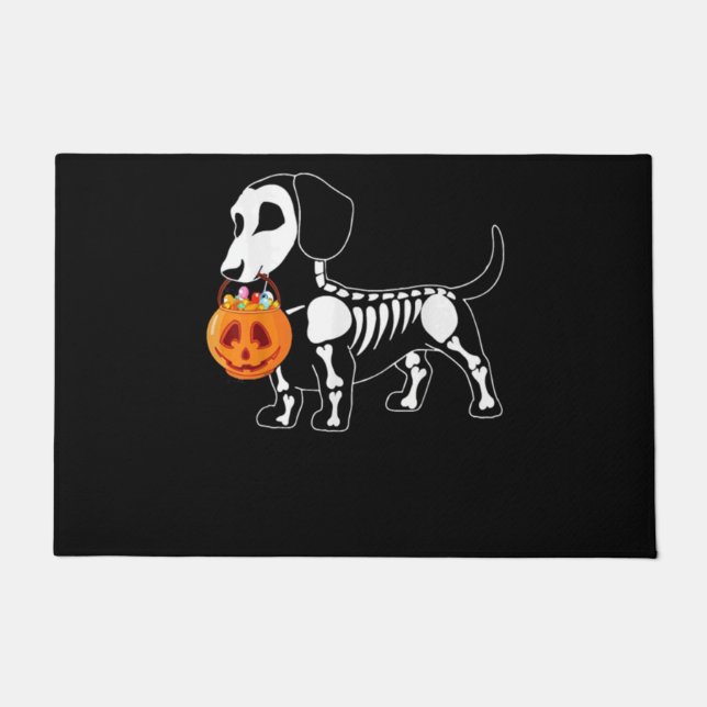 Dackel Skeleton Halloween Fußmatte (Vorderseite)