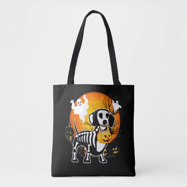 Dackel Skeleton Halloween Happy Pumpkin Geschenk (Vorderseite)