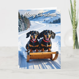Dackel Sled Ride Weihnachten Karte