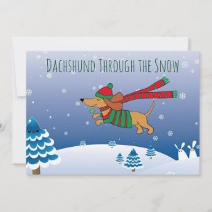 Dackel Snow Matte 5" x 7", White Envelope Inc. Feiertagskarte