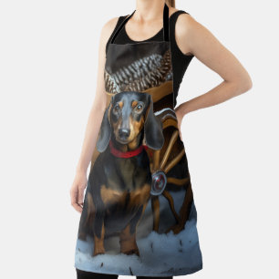 Dackel Snowy Sleigh Weihnachtsdekor Schürze