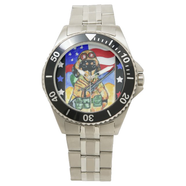 Dackel Soldier Armbanduhr (Vorderseite)
