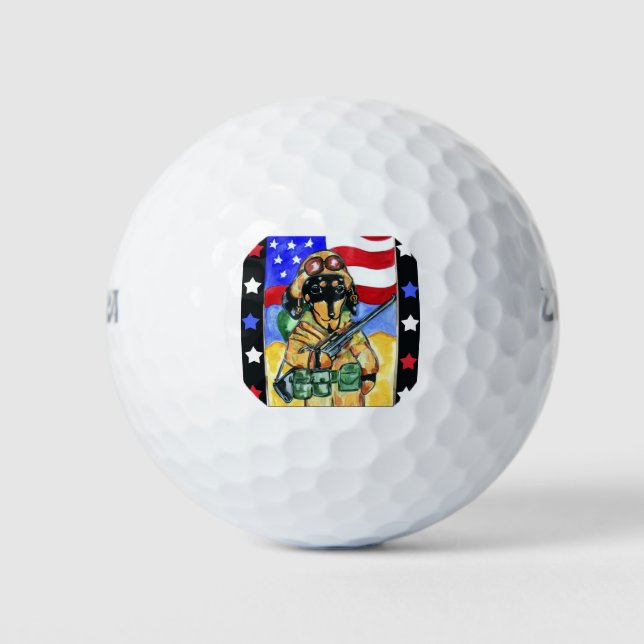 Dackel Soldier Golfball (Vorderseite)