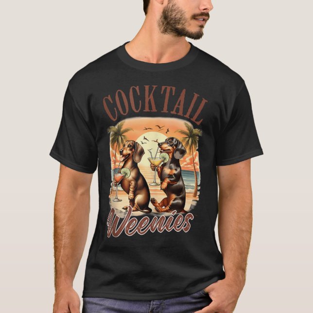 Dackel Sommerliche Dackel Cocktail trinken Cocktai T-Shirt (Vorderseite)