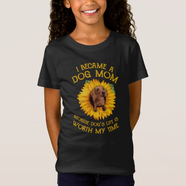 Dackel Sonnenblume Ich wurde ein Hund Mama Hund Le T-Shirt (Vorderseite)