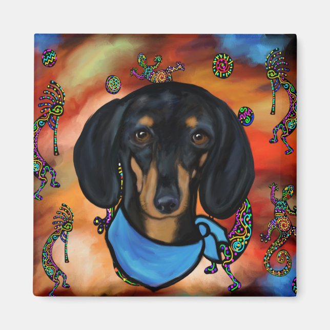 DACKEL SOUTHWESTERKUNST MAGNET (Vorne)