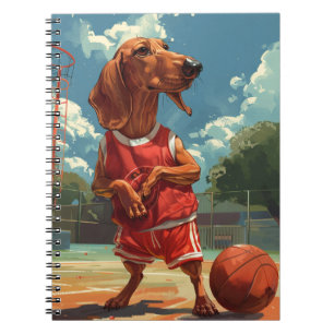 Dackel spielt Basketball Notizblock