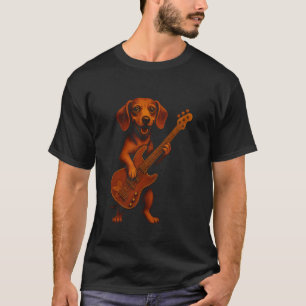 Dackel spielt elektrische Gitarre T-Shirt