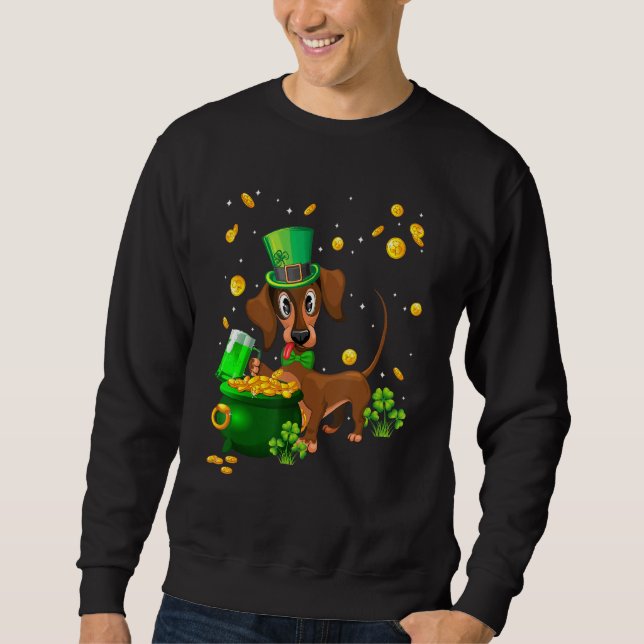Dackel St Patrick S Day Irish Clover Dog Lover Sweatshirt (Vorderseite)
