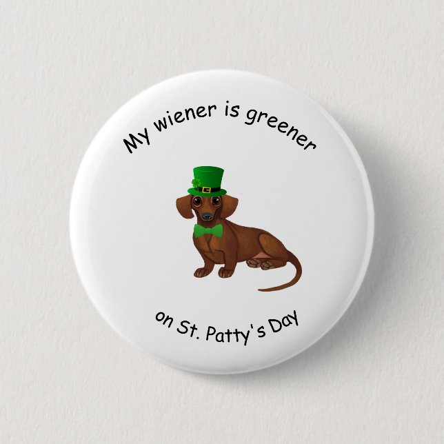 Dackel St. Patrick's Day Button (Vorderseite)