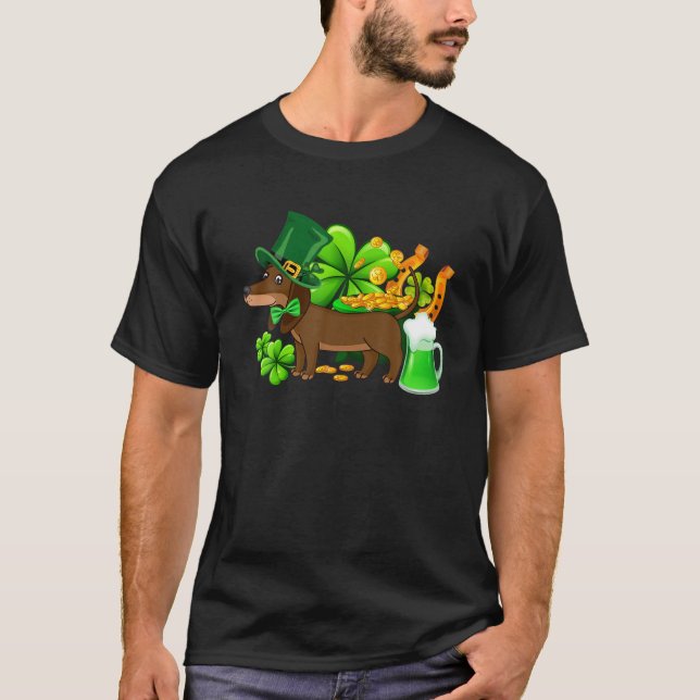 Dackel St Patrick's Day Irish Clover Gifts Dog T-Shirt (Vorderseite)