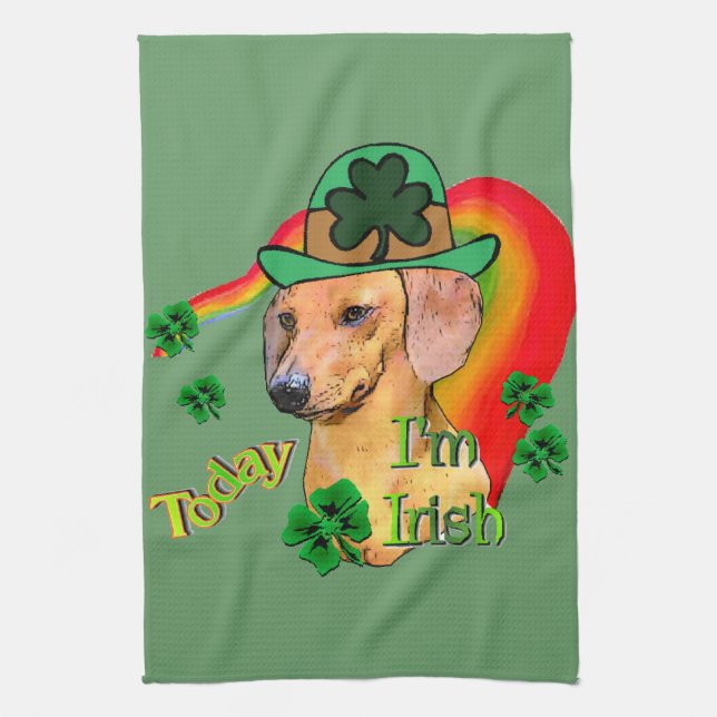 Dackel St Patricks Geschirrtuch (Vertikal)