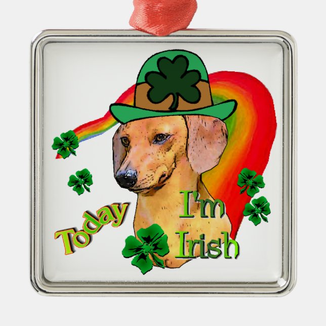 Dackel St Patricks Ornament Aus Metall (Vorne)