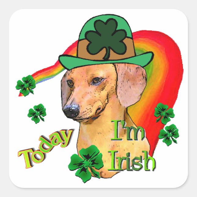 Dackel St Patricks Quadratischer Aufkleber (Vorderseite)