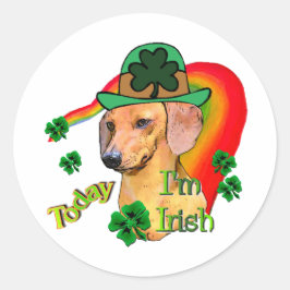 Dackel St Patricks Runder Aufkleber