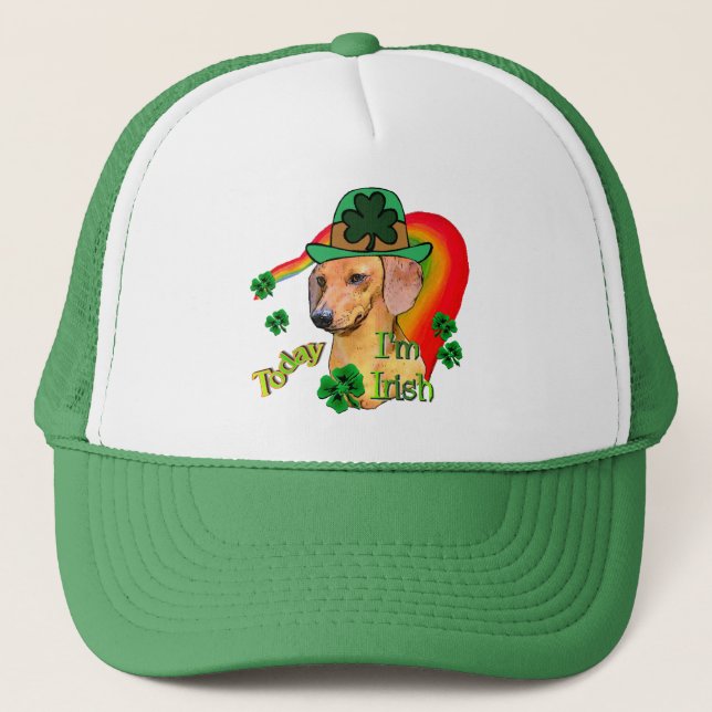 Dackel St Patricks Truckerkappe (Vorderseite)