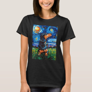 Dackel Starry Night Hund Art der Dackel Black and T-Shirt