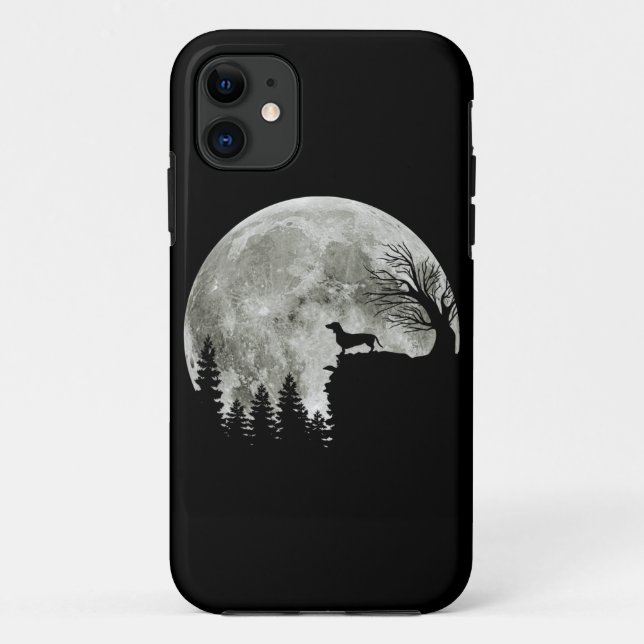 Dackel Stehend auf Mondschein Halloween Case-Mate iPhone Hülle (Rückseite)