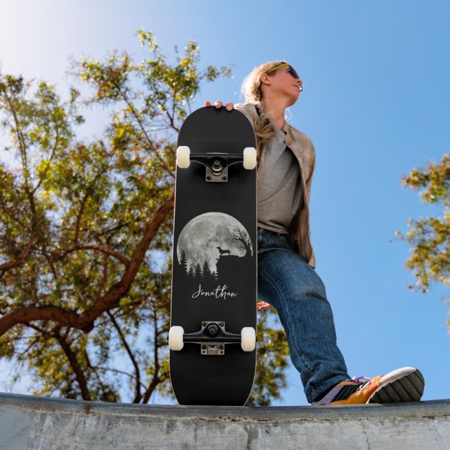Dackel Stehend auf Mondschein Halloween Skateboard (Außenbereich 1)