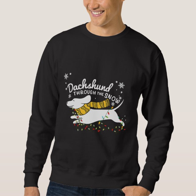 Dackel strahlt durch den Schnee Sweatshirt (Vorderseite)