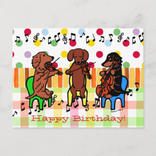 Dackel String Trio Birthday Postkarte