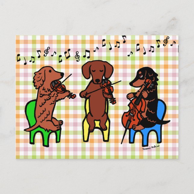 Dackel String Trio Postkarte (Vorderseite)