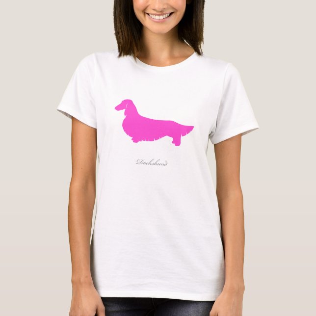 Dackel-T - Shirt (rosa lange Haarversion 1) (Vorderseite)
