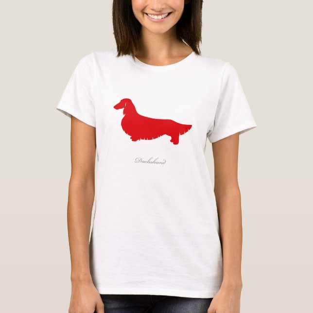 Dackel-T - Shirt (rote lange Haarversion 1) (Vorderseite)