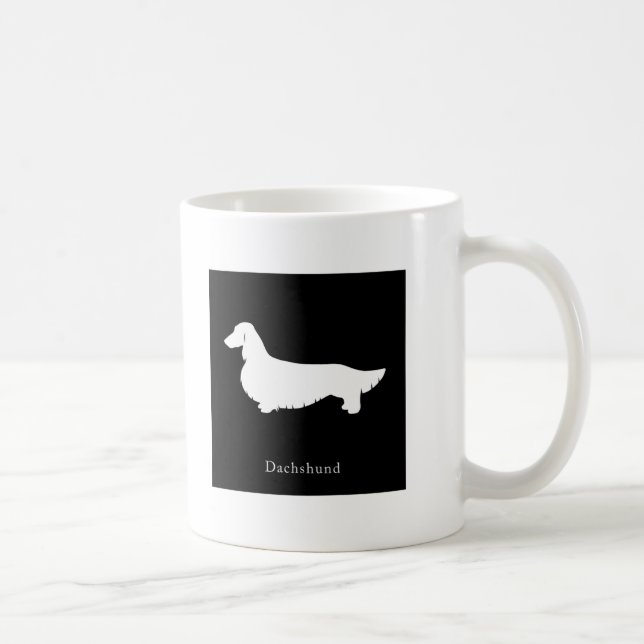 Dackel-Tasse (schwarze lange Haar-Version 2) Kaffeetasse (Rechts)