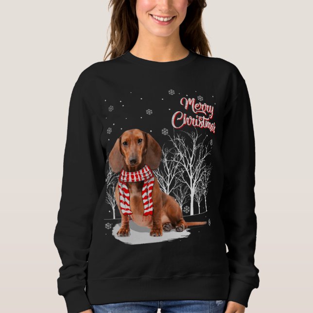 Dackel Tree Frohe Weihnachten Dackel Weihnachten W Sweatshirt (Vorderseite)
