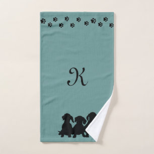 Dackel-Tuch-mit Monogramm Silhouette Handtuch