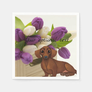 Dackel-Tulpe-Papierserviette Serviette