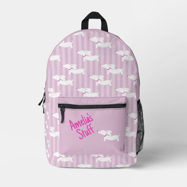 Dackel Übernachtung Leckerei- und Lieferbeutel Bedruckter Rucksack (Vorderseite)