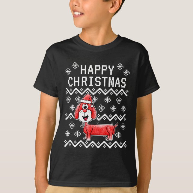 Dackel Ugly Christmas Dog T-Shirt (Vorderseite)
